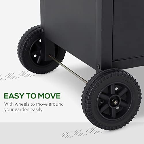 Gas BBQ Grill 4+1 Burner, Outdoor Barbecue with Wheels, Warming Rack, Side Shelves, Storage Cabinet, Temperature Gauge, 125 × 51 × 100 cm, Black