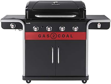 Hybrid Gas BBQ Grill, Outdoor Barbecue, Black, 61 × 24 × 46 cm