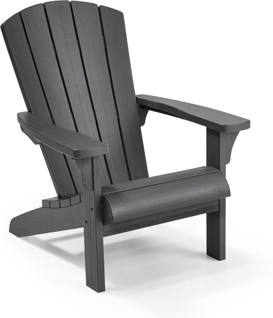 Keter Troy Adirondack Garden Chair – Graphite | Outdoor Wood-Effect Chair | Weatherproof, Durable & Maintenance-Free | Comfortable Deep Seat | Lightweight, Easy Assembly | 160kg Load Capacity