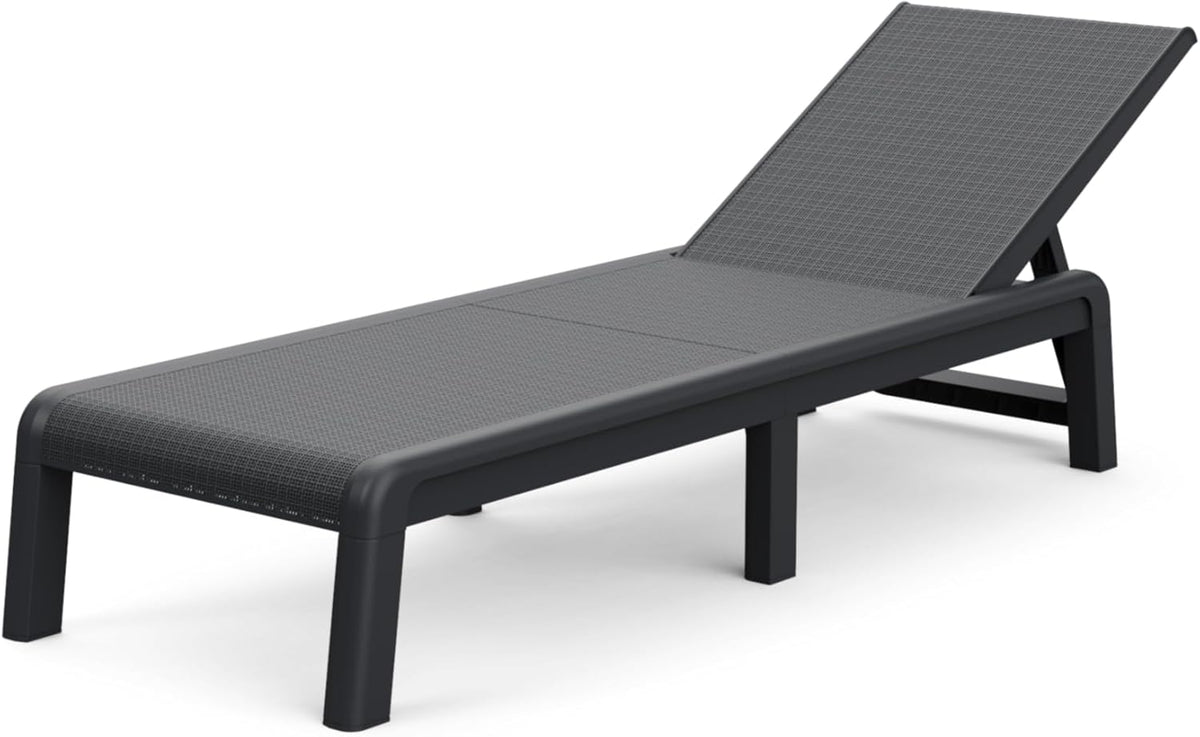 Keter Palma Sunlounger for the Garden with 4-Way Adjustable Backrest, Foldable Garden Lounger, Grey, 187 x 58 x 29 cm, Easy to Clean, Weatherproof, and UV-Resistant