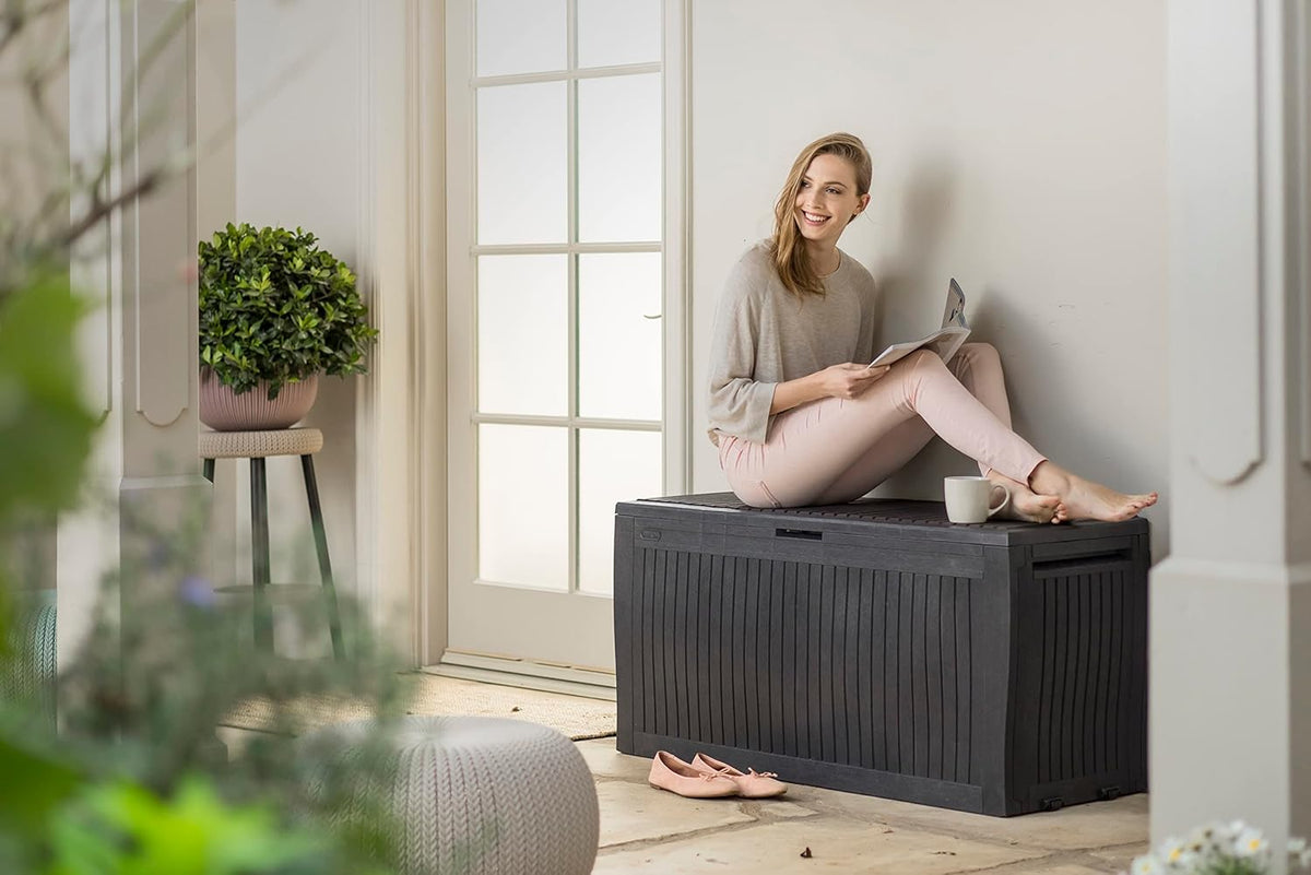 Keter Comfy Storage Box 270 L, Graphite Color, 116.7 x 54.6 x 8.6 cm