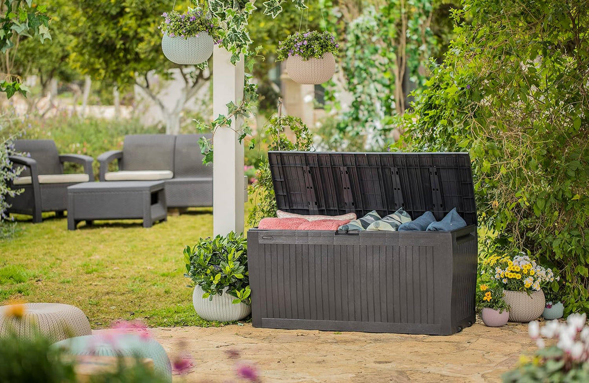 Keter Comfy Storage Box 270 L, Graphite Color, 116.7 x 54.6 x 8.6 cm
