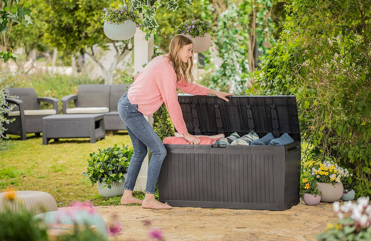 Keter Comfy Storage Box 270 L, Graphite Color, 116.7 x 54.6 x 8.6 cm
